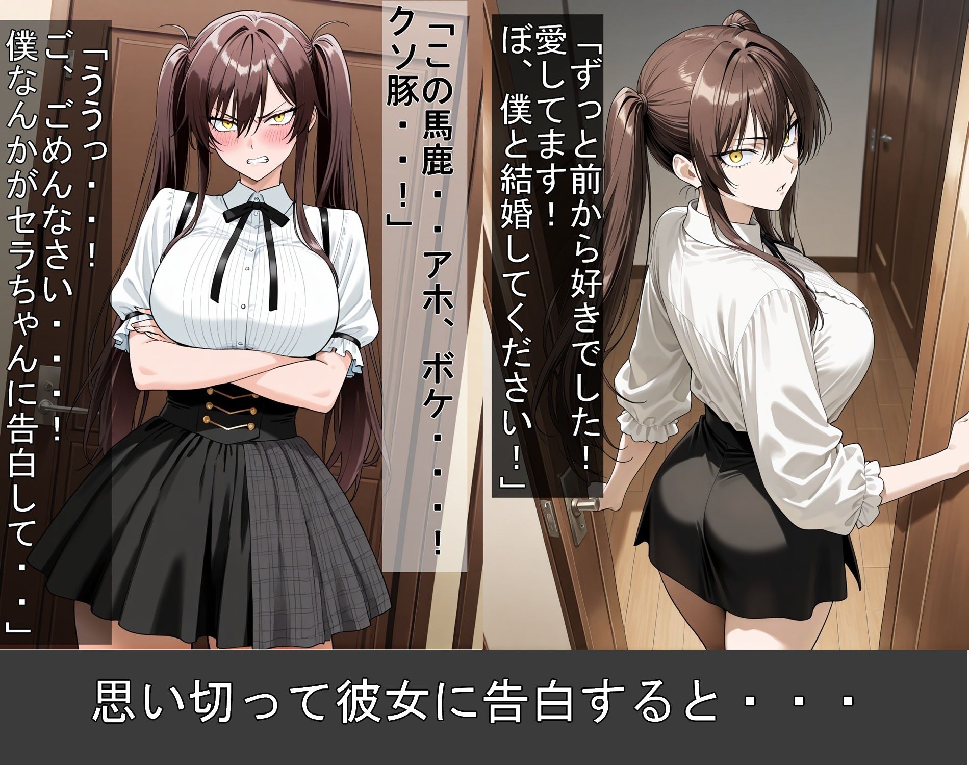 サンプル画像3:幼馴染のキモオタとイチャラブHするツンデレ彼女(豚鬼オーク@AIイラスト) [d_669912]