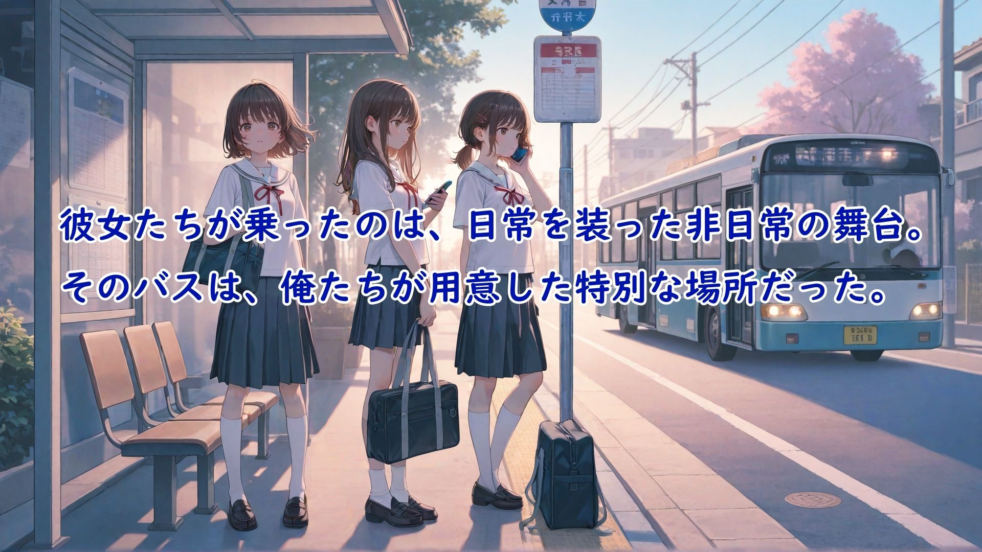 サンプル画像1:通学バスごと連れ去られ完全拘束されたまま機械で絶頂管理されて何回イってもやめてもらえない女の子(誰にも言えない性癖) [d_670019]