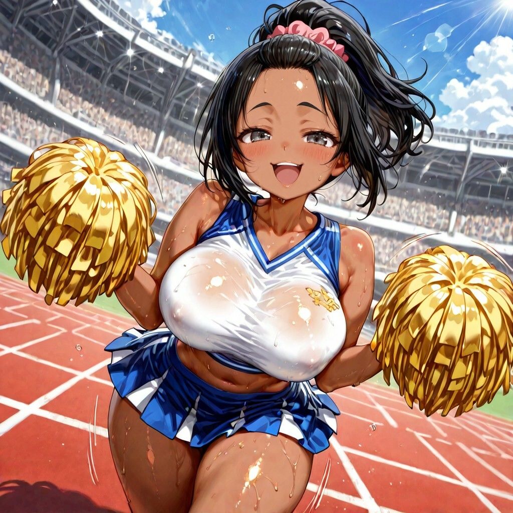 ムッチムチ黒ギャル  応援中は笑顔  応援後はトロ顔 画像6