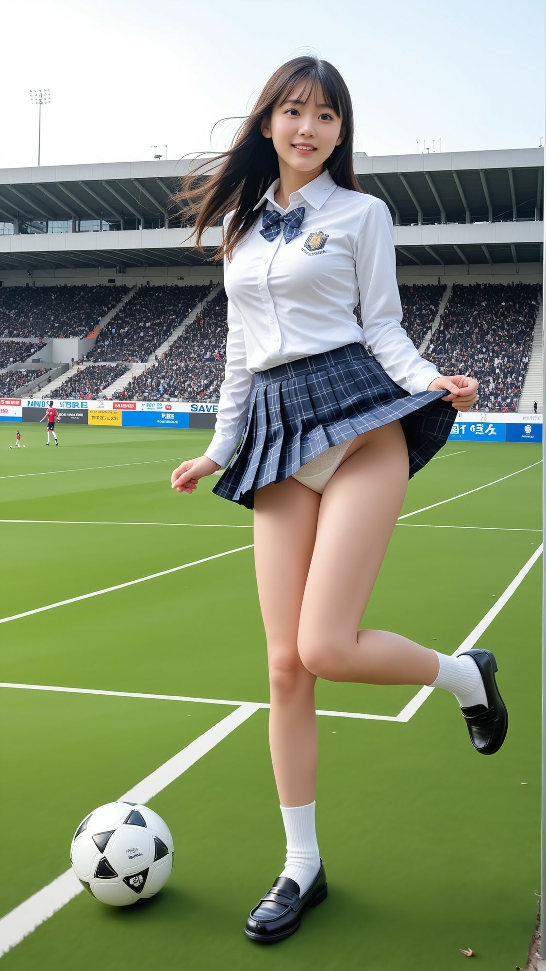 【動画】サッカー女子マネの選手権入場 神風ハプニング 画像10