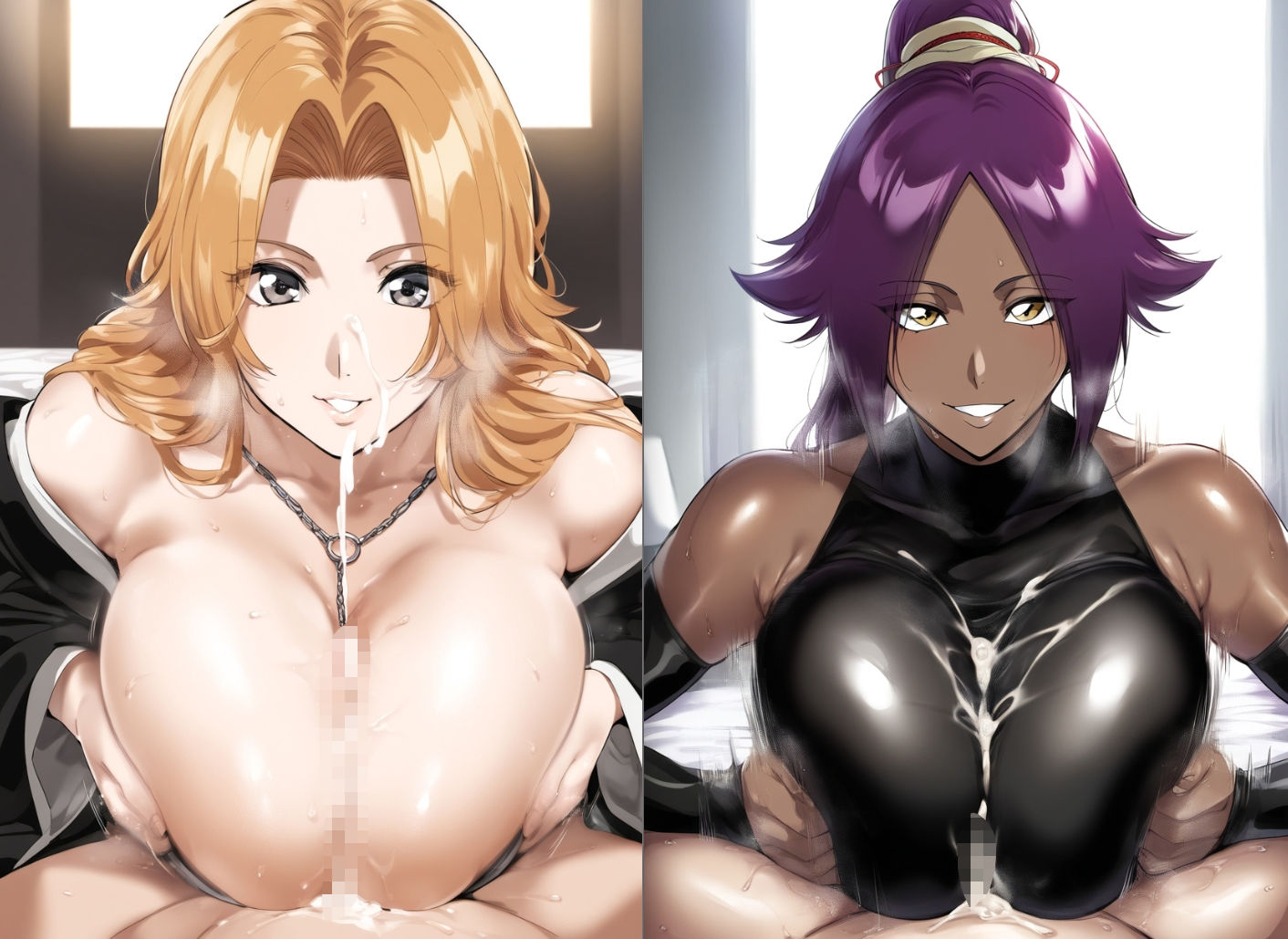 松〇乱菊＆四〇院夜一のパイズリ 画像1