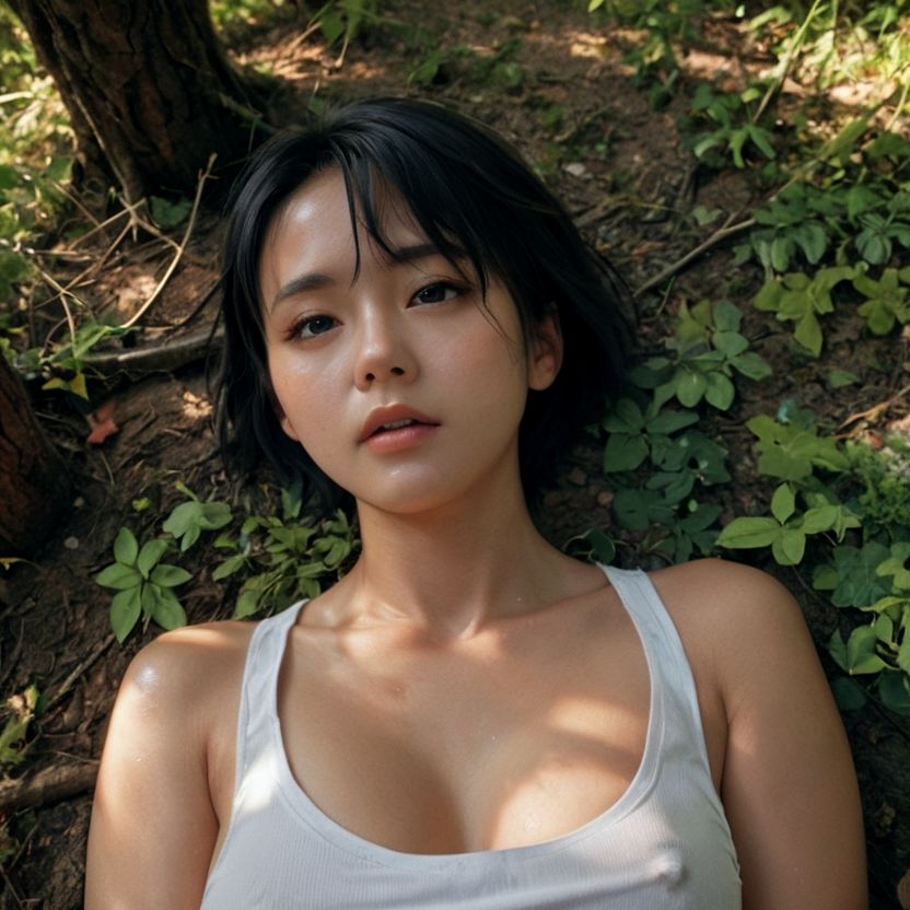 森の中でタンクトップを脱いだお姉さんを押し倒した（セリフなし  AI画像集） 画像3