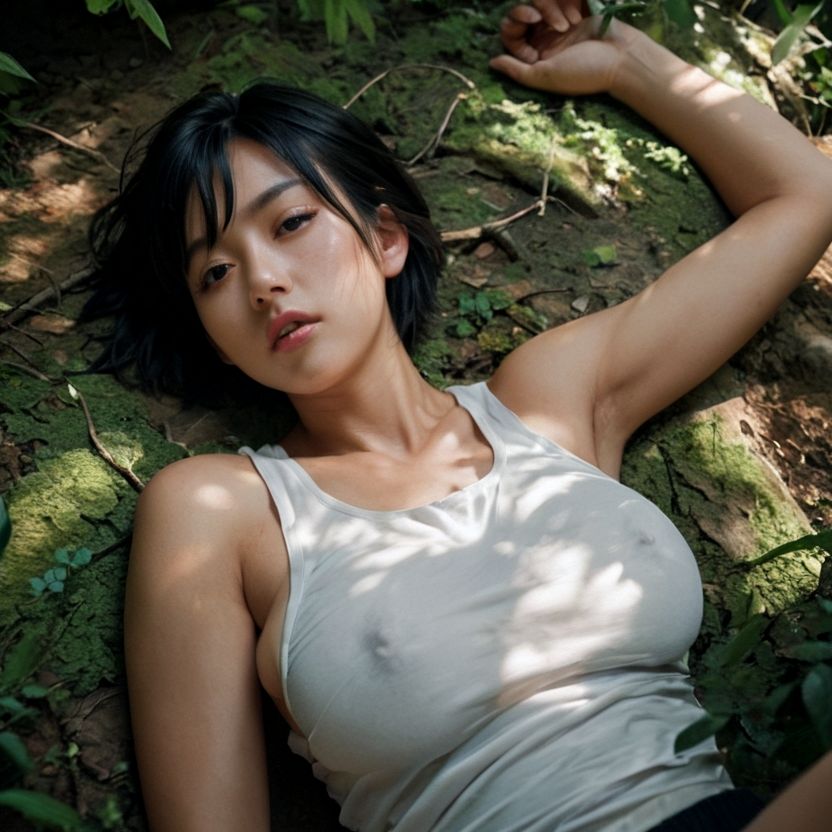 森の中でタンクトップを脱いだお姉さんを押し倒した（セリフなし  AI画像集） 画像5