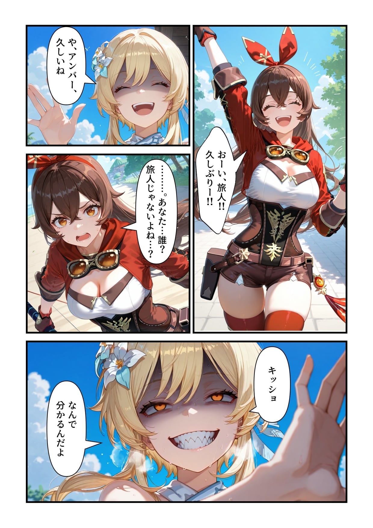 サンプル画像4:入れ替わり・乗っ取り3作品セット 2（気弱なグラマラス女子との恋愛模様・ 【原神】アンバー憑依・乱心のクノイチ「アヤメ」の3作品を収録）(tsf-Saeki) [d_670706]