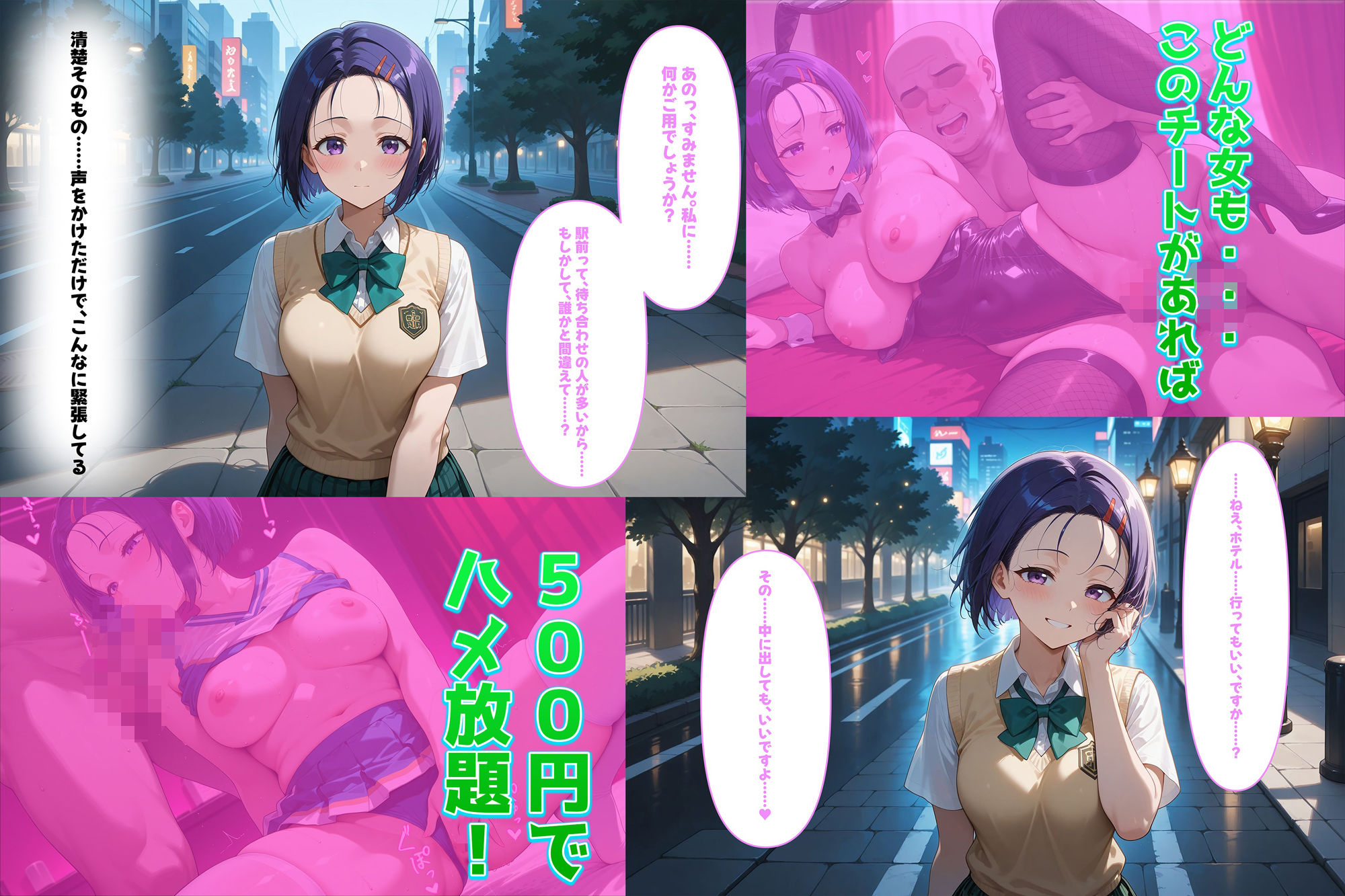 サンプル画像1:500円でパパ活確定チート〜ワンコインで美少女と即ラブホ！中出し孕ませ確定援交〜［西連〇春奈編］［To〇veる］［CG500枚］(あいらん堂) [d_671770]