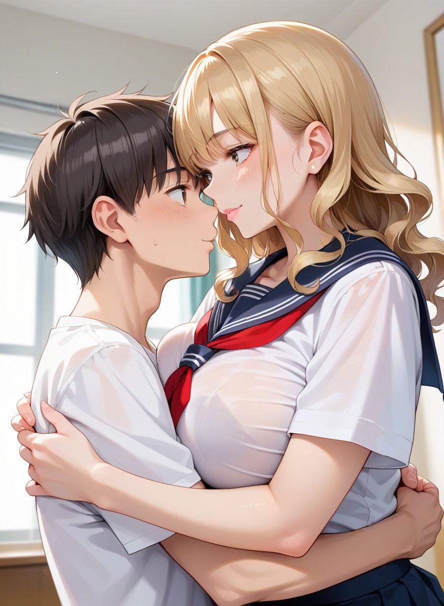 サンプル画像5:金髪巨乳の幼馴染に種付け性交(種付け日和) [d_671807]