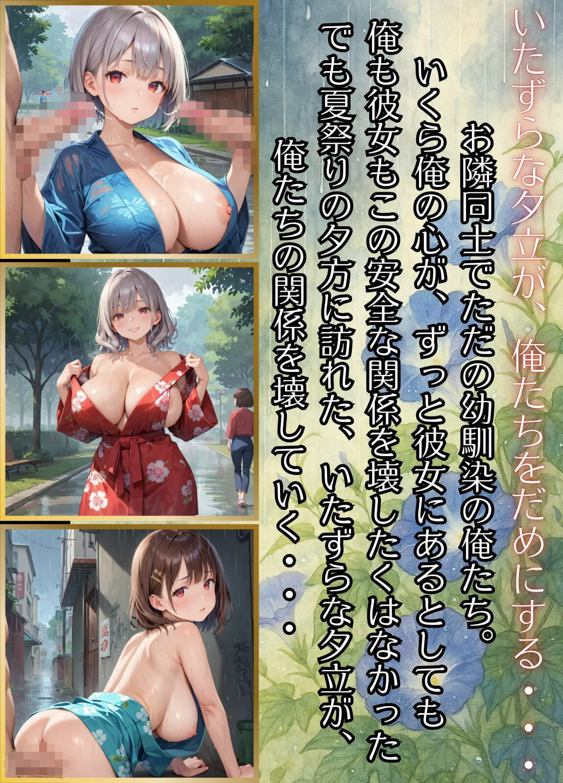 サンプル画像1:夕立に濡れた浴衣〜流れる雫が眩しすぎて〜7【厳選CG330枚収録】(虚構クラブ) [d_672508]