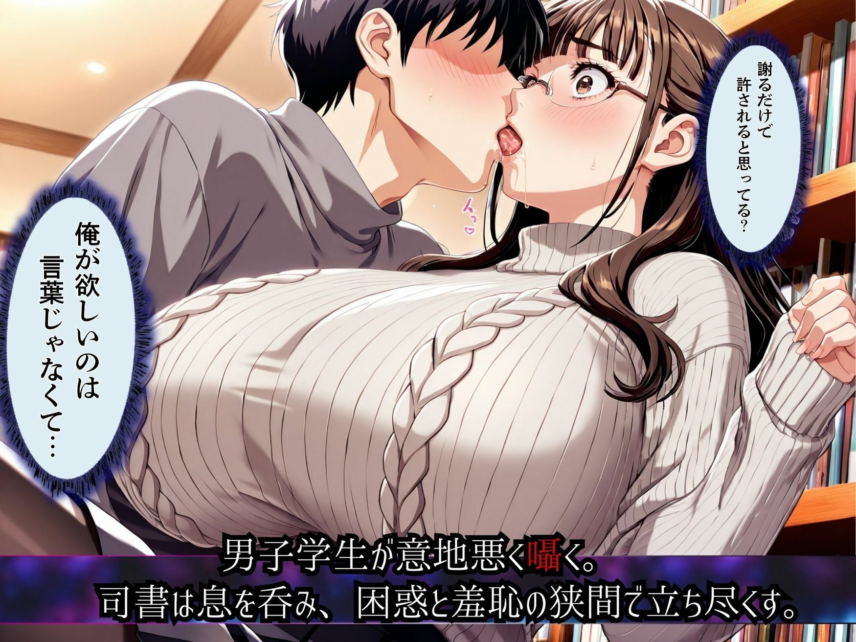 サンプル画像4:【当たり屋の罠】罪悪感でイイナリSEX・眼鏡セーターの司書図書館編(キンコンカンコン（禁根姦魂）) [d_672741]