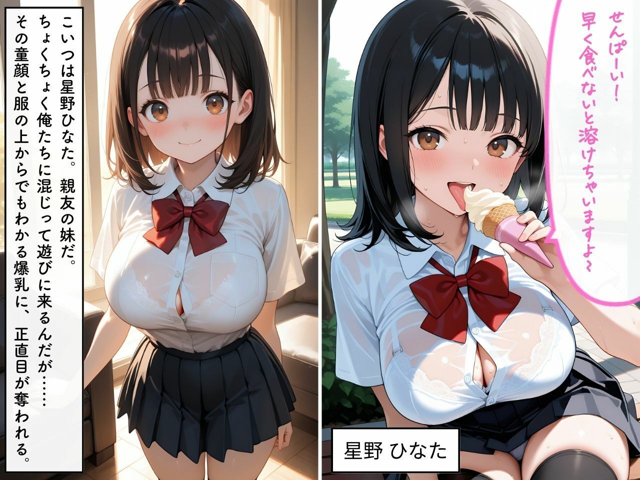 サンプル画像1:親友の巨乳妹に誘惑されて背徳の中出しセックス(桃太堂) [d_673405]