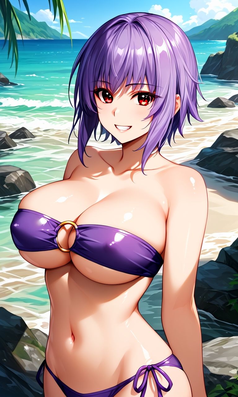 サンプル画像1:AIさんに描いてもらった眼帯ビキニっ娘(参番茶屋) [d_673628]