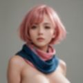 ピンクのショートヘアーのマフラー美女（セリフなし  AI画像集）