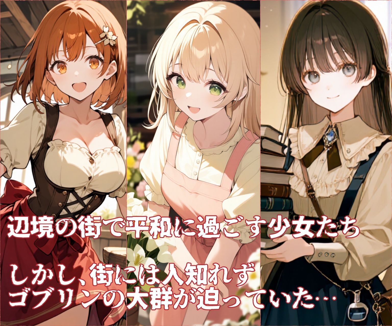 苗床捕獲 ゴブリンの大群に侵略された街。 戦利品として連れ去られた娘たち えすおー エロ画像2