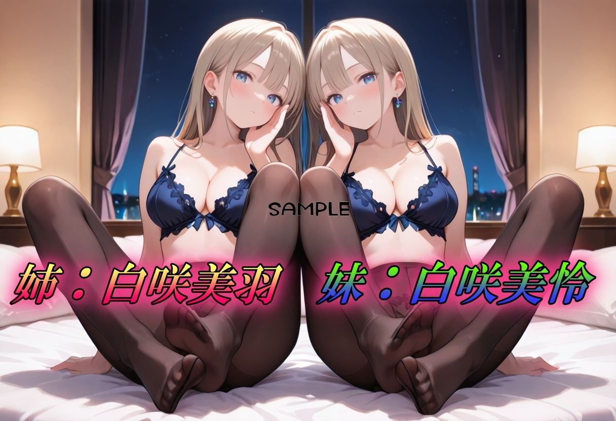 双子ギャルの黒スト×レズ×3PSEX！ 画像1