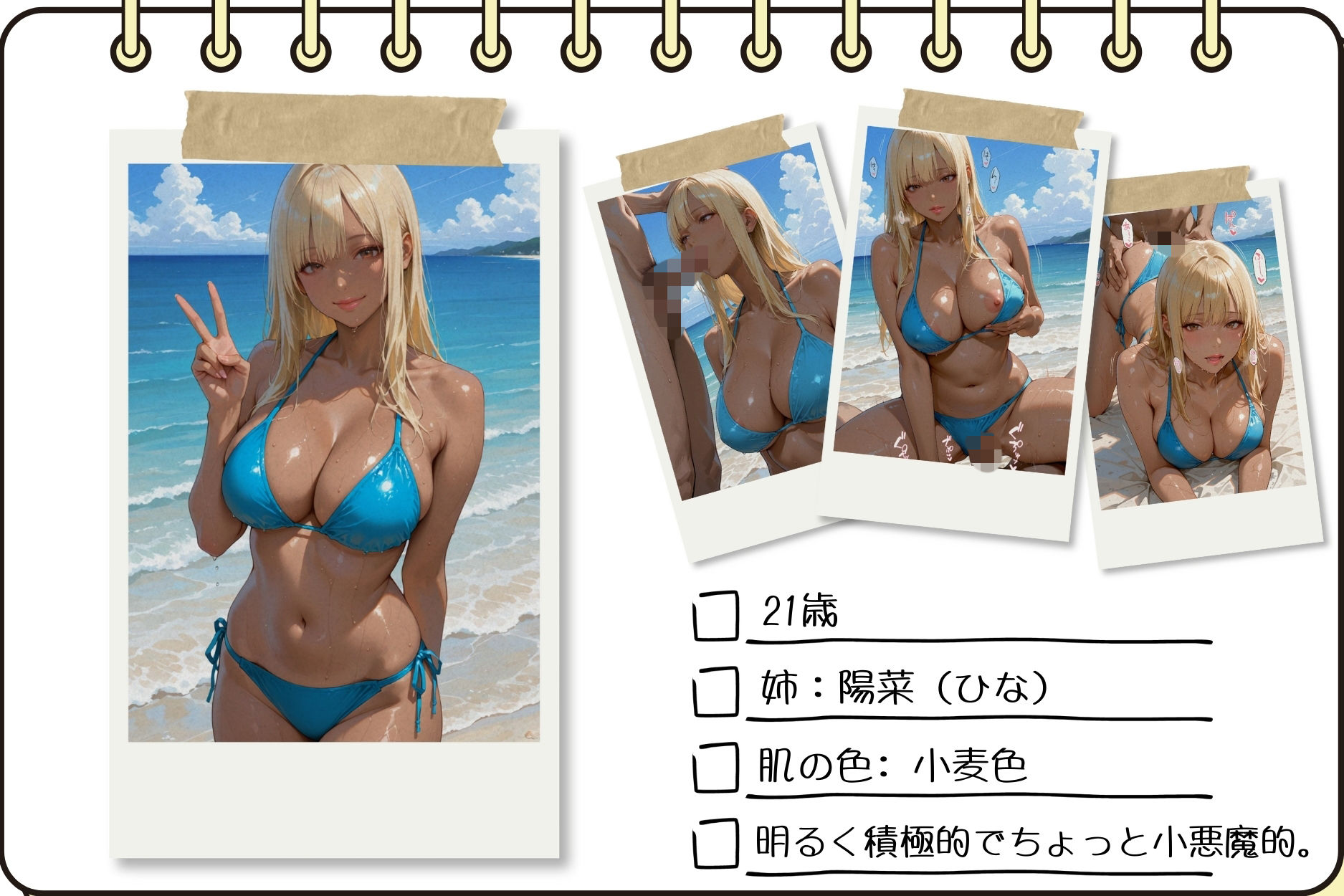 双子ビーチ〜白黒姉妹にビーチで中だし 画像1