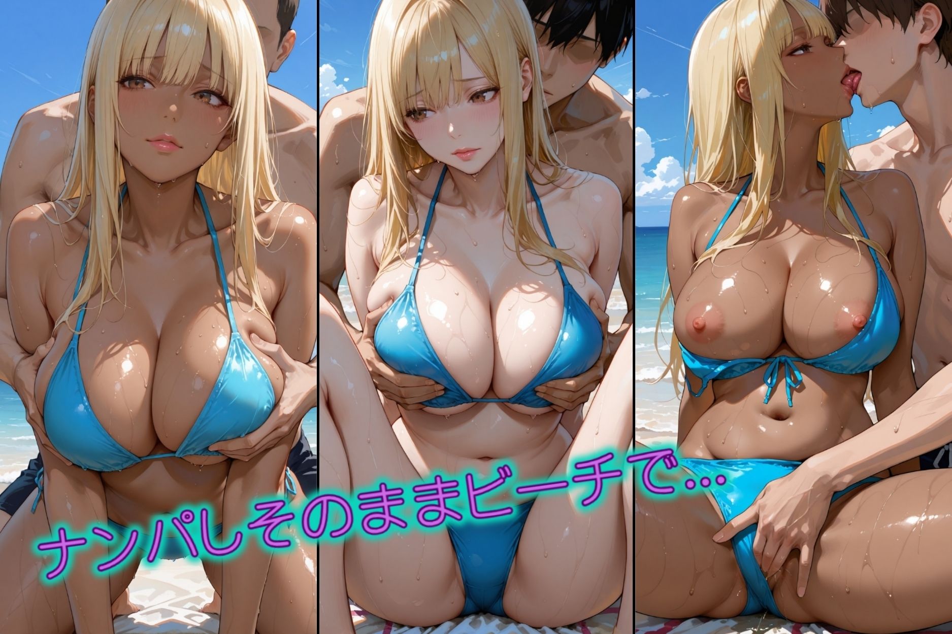 双子ビーチ〜白黒姉妹にビーチで中だし 画像4