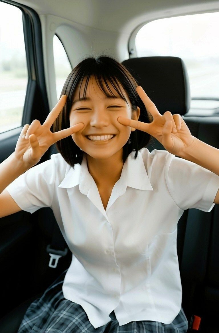 クラス1可愛い制服JK娘が車の中で脱いでくれました！ エロ漫画2