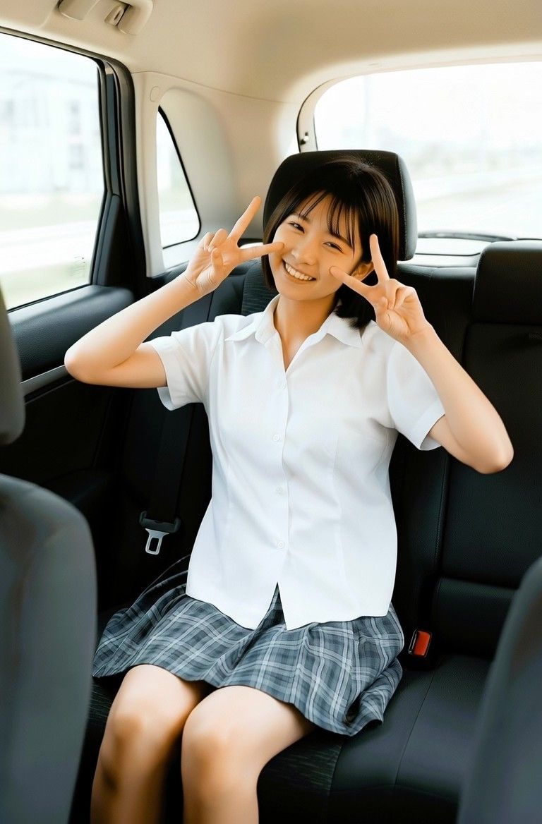 クラス1可愛い制服JK娘が車の中で脱いでくれました！ エロ漫画3