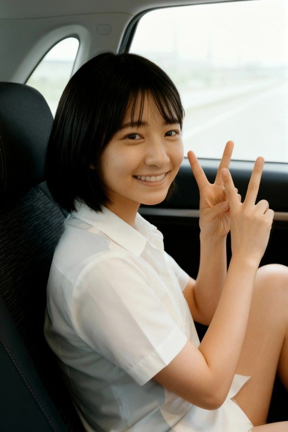 クラス1可愛い制服JK娘が車の中で脱いでくれました！ エロ漫画4