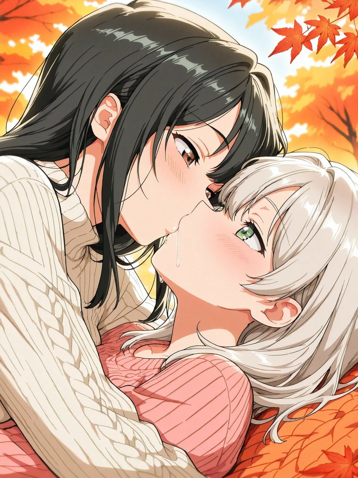 サンプル画像3:【キス特化】黒髪ちゃん×銀髪ちゃん レズCG集(楓と山茶花) [d_675613]