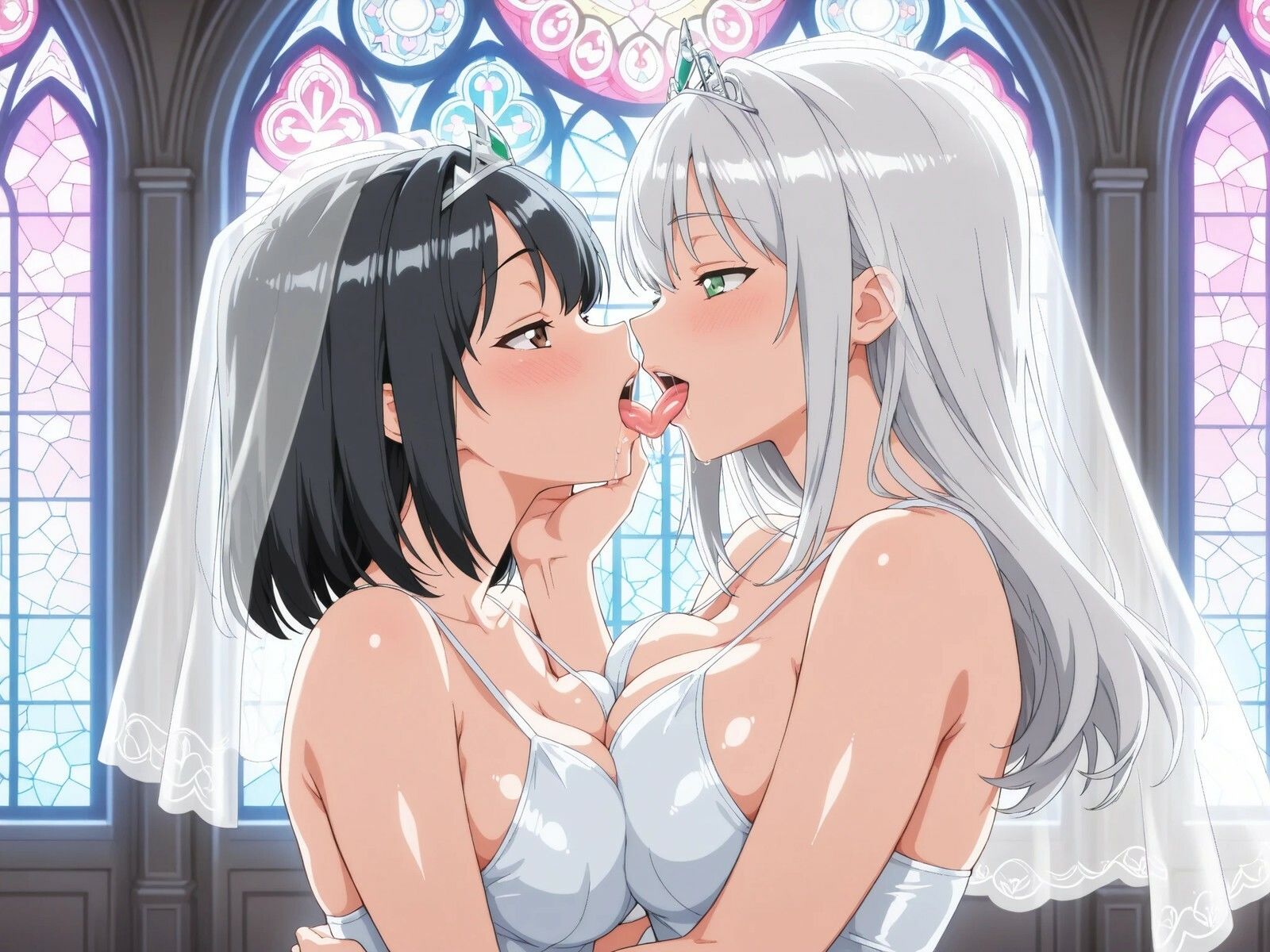 【キス特化】黒髪ちゃん×銀髪ちゃん レズCG集 画像4