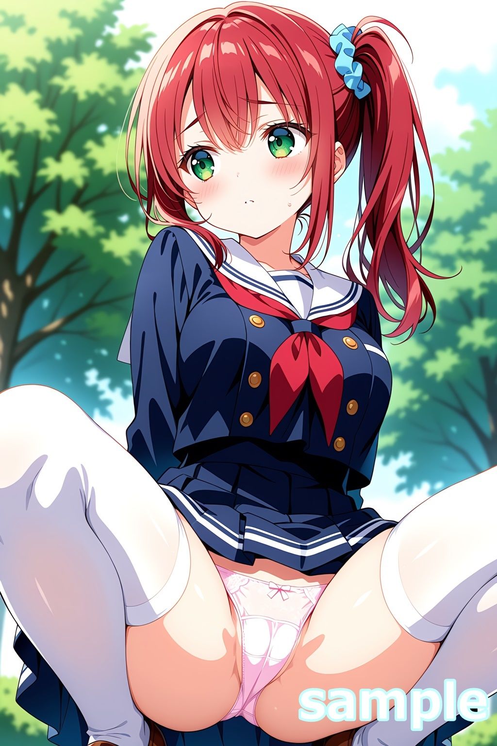 サンプル画像4:おパンツ拝見イラスト集 〜セーラー服女子校生・しゃがみパンチラ編〜(ぱいろみん) [d_675639]