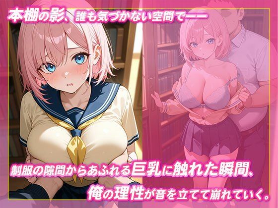 巨乳義理娘の美貌に理性吹き飛び 図書館で中出し 画像1