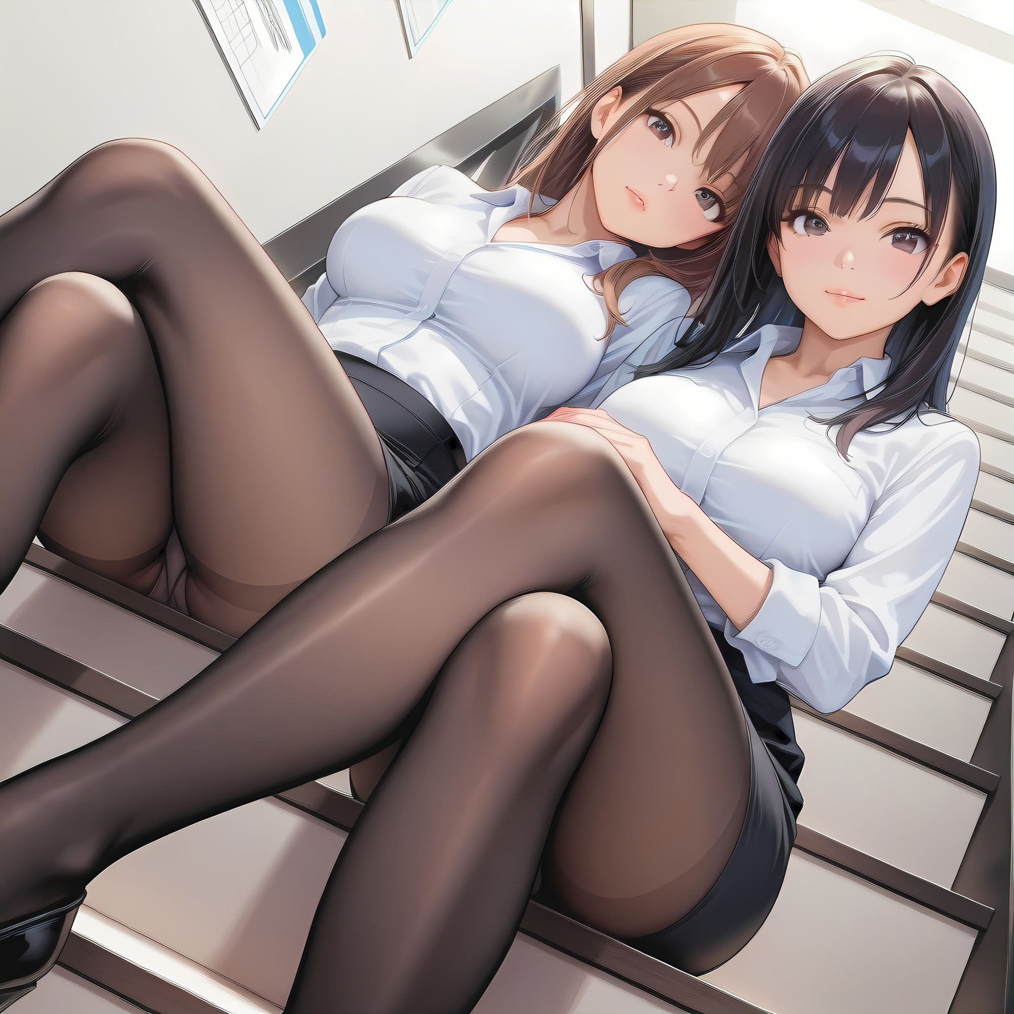 サンプル画像2:AIイラスト OL（オフィスレディ）フェティシズム『階段』と『エスカレーター』(AI美女NANTANO) [d_675758]