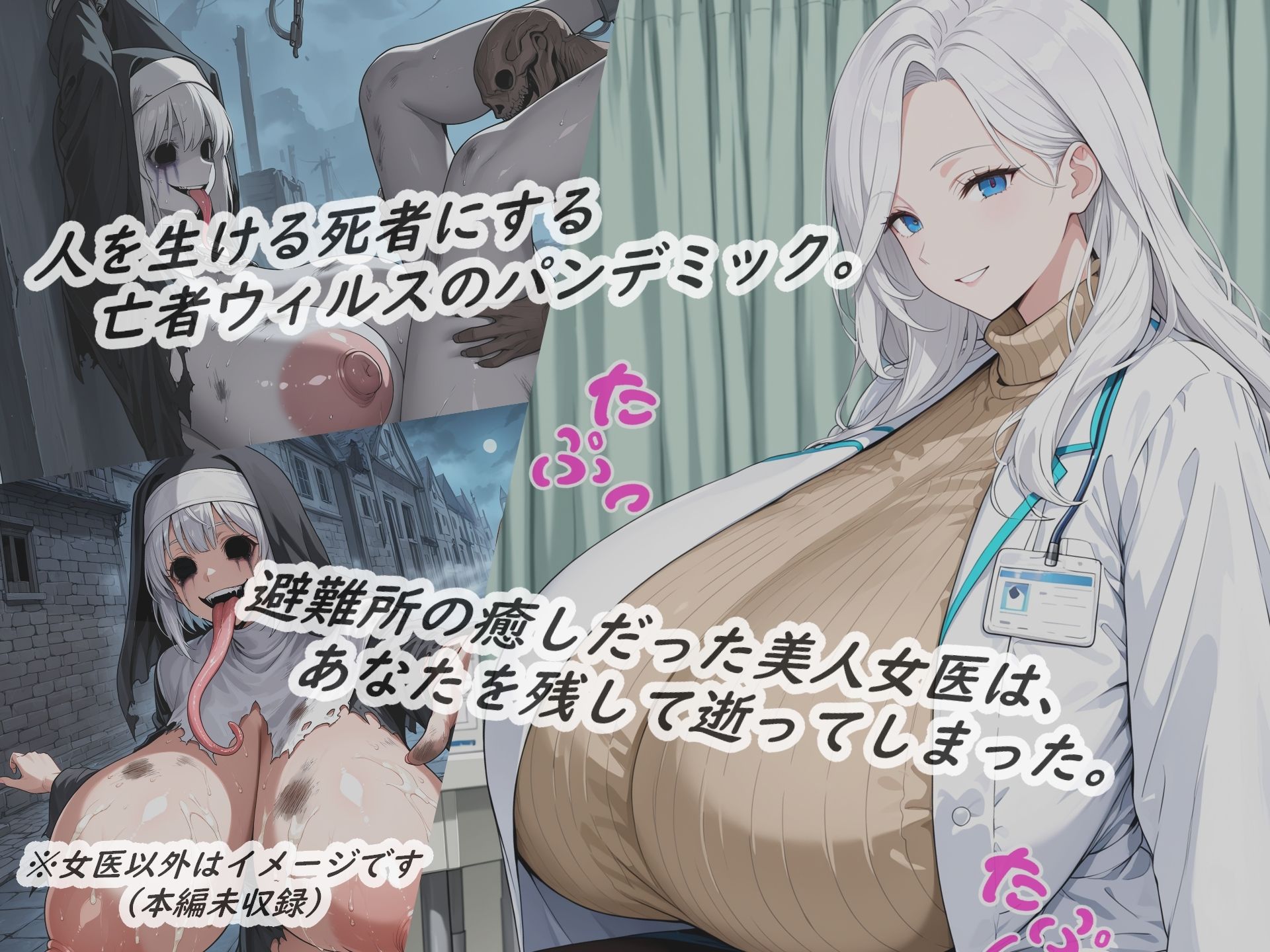 サンプル画像1:亡者の溢れる世界で麗しの女医と…(花祭真夏のAI工房) [d_675774]