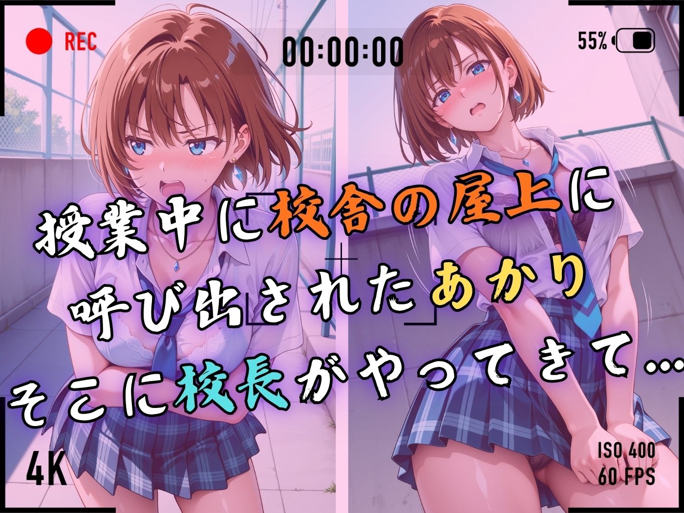 サンプル画像4:【4Kイラスト】1万3000人の生徒を抱いた校長による森あかりへの性指導（学校屋上編）(Re:ライト_栄新学園) [d_676403]