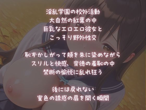 【淫乱学園】巨乳な彼女と野外露出性交 画像1