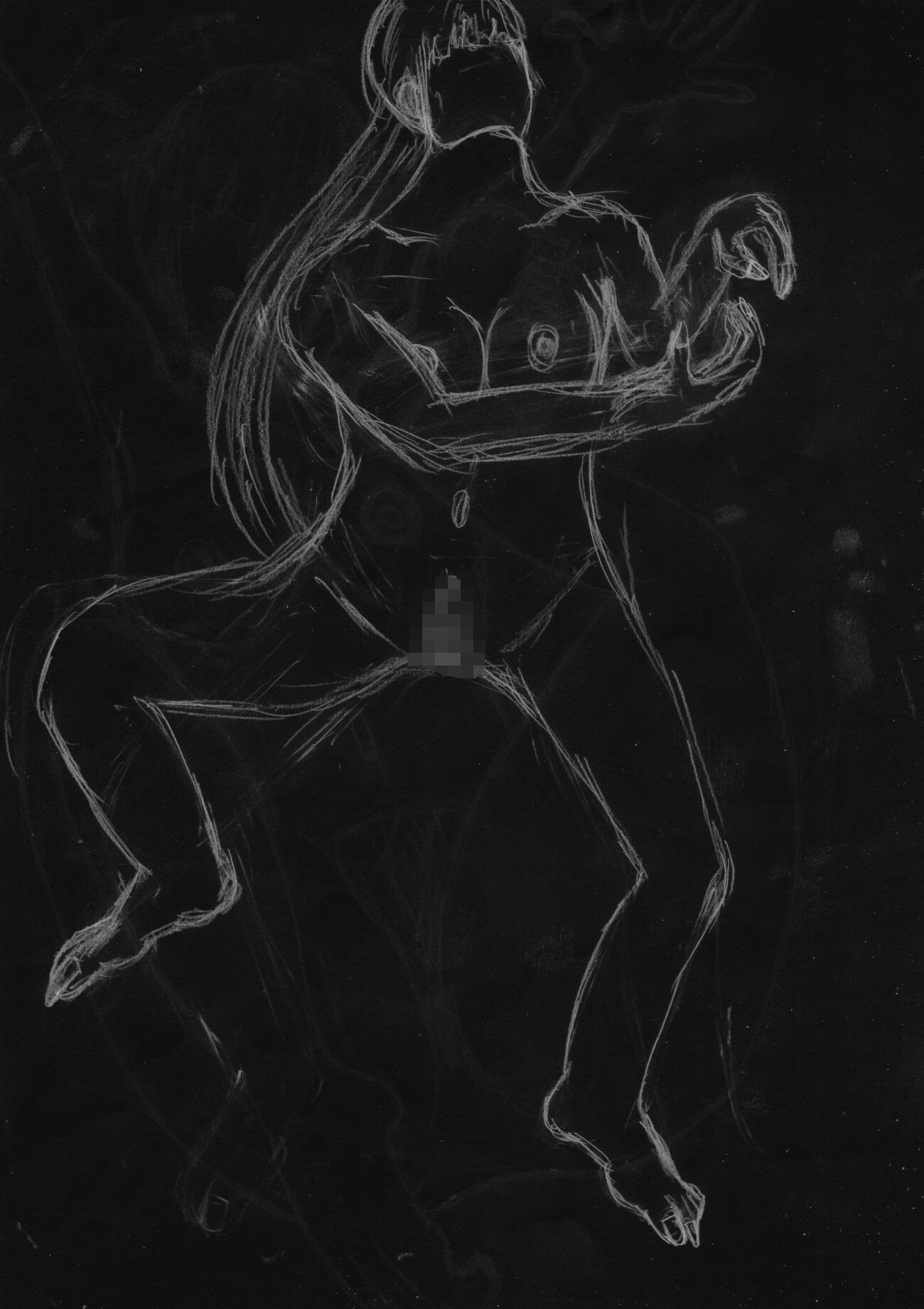 サンプル画像1:黒よりも黒いエロティックホラー黒戯絵集「マネキンポーズ2」(黒納豆) [d_676753]