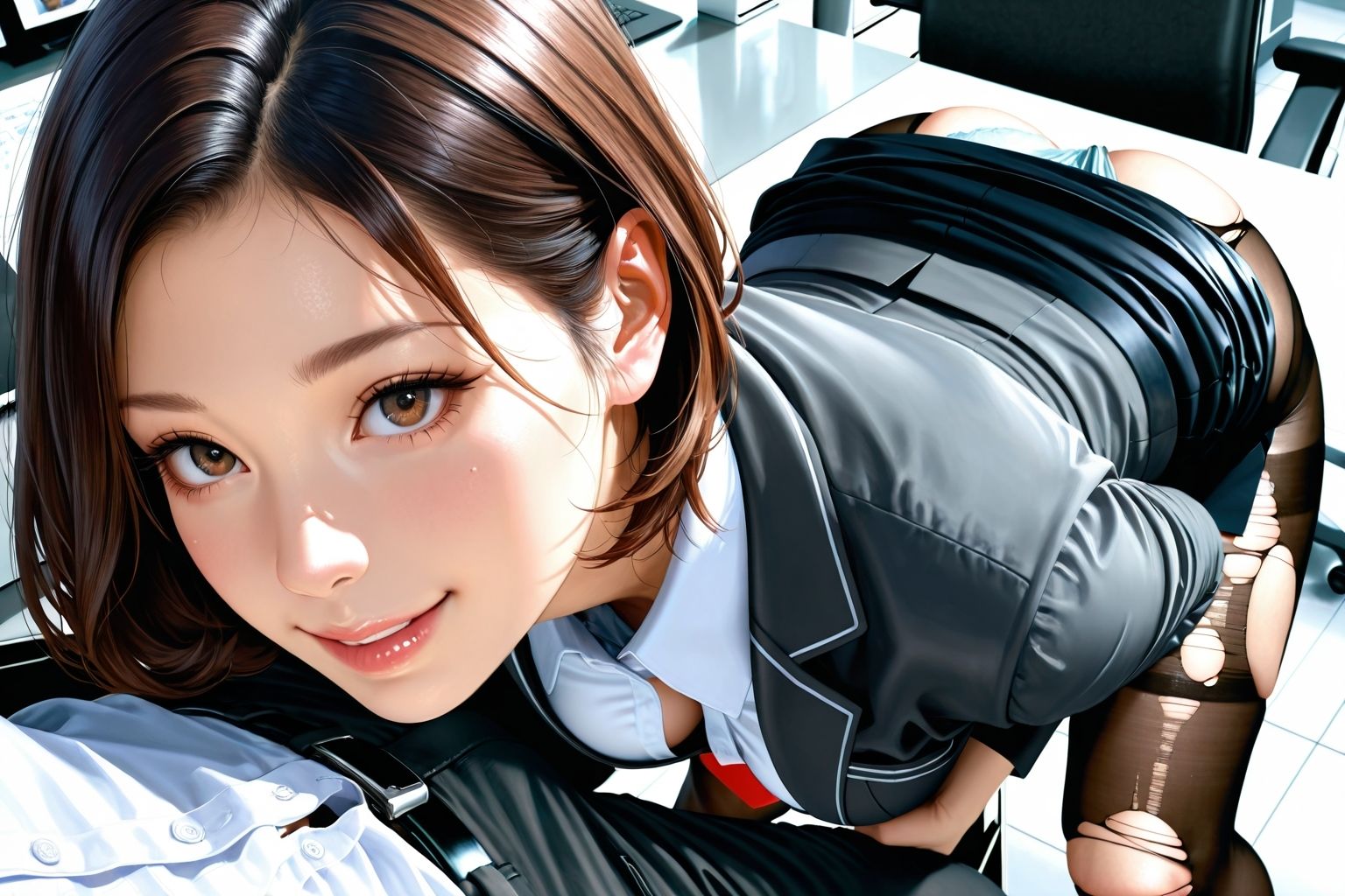 巨乳秘書 パンスト足コキ地獄 画像1