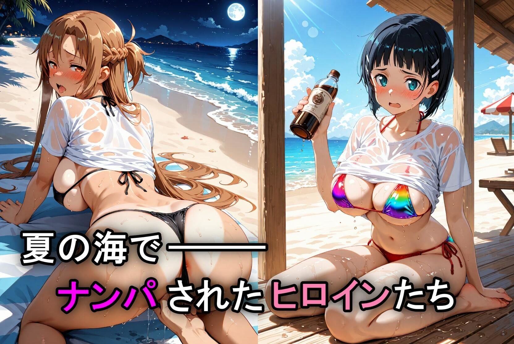 人気ヒロイン2人を海でナンパしてSEX漬けにした物語 【アス◯・桐ヶ◯直葉 編】 画像1