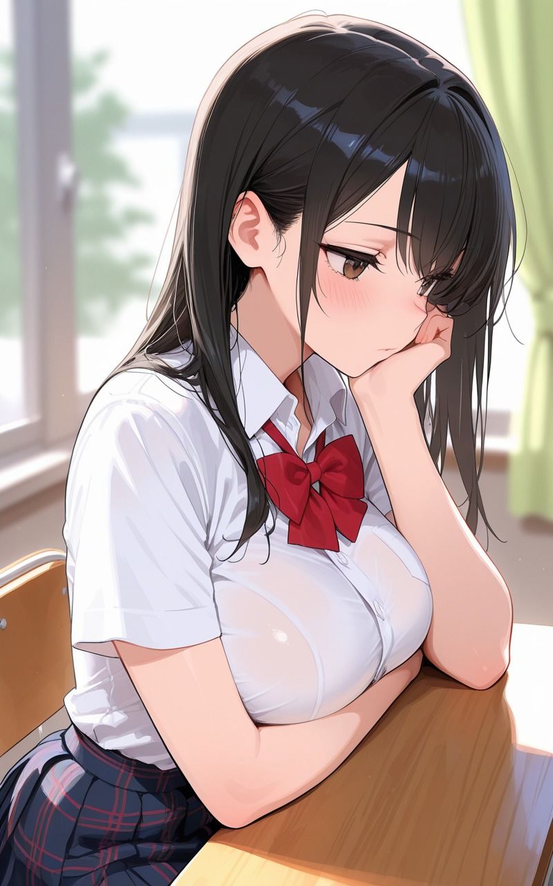 スク水黒髪清楚美女が発情してちんぽ舐めまくりSEX 画像1