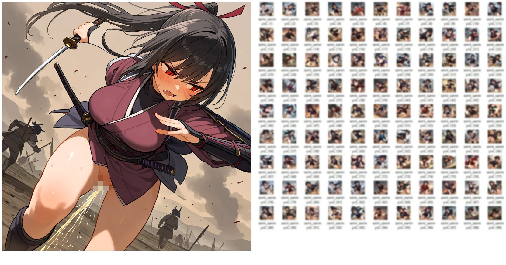 サンプル画像1:【在庫整理品】サムライ少女が戦場でお漏らししたりしてるだけのCG集其の参・敗走の尿(YOG) [d_678802]