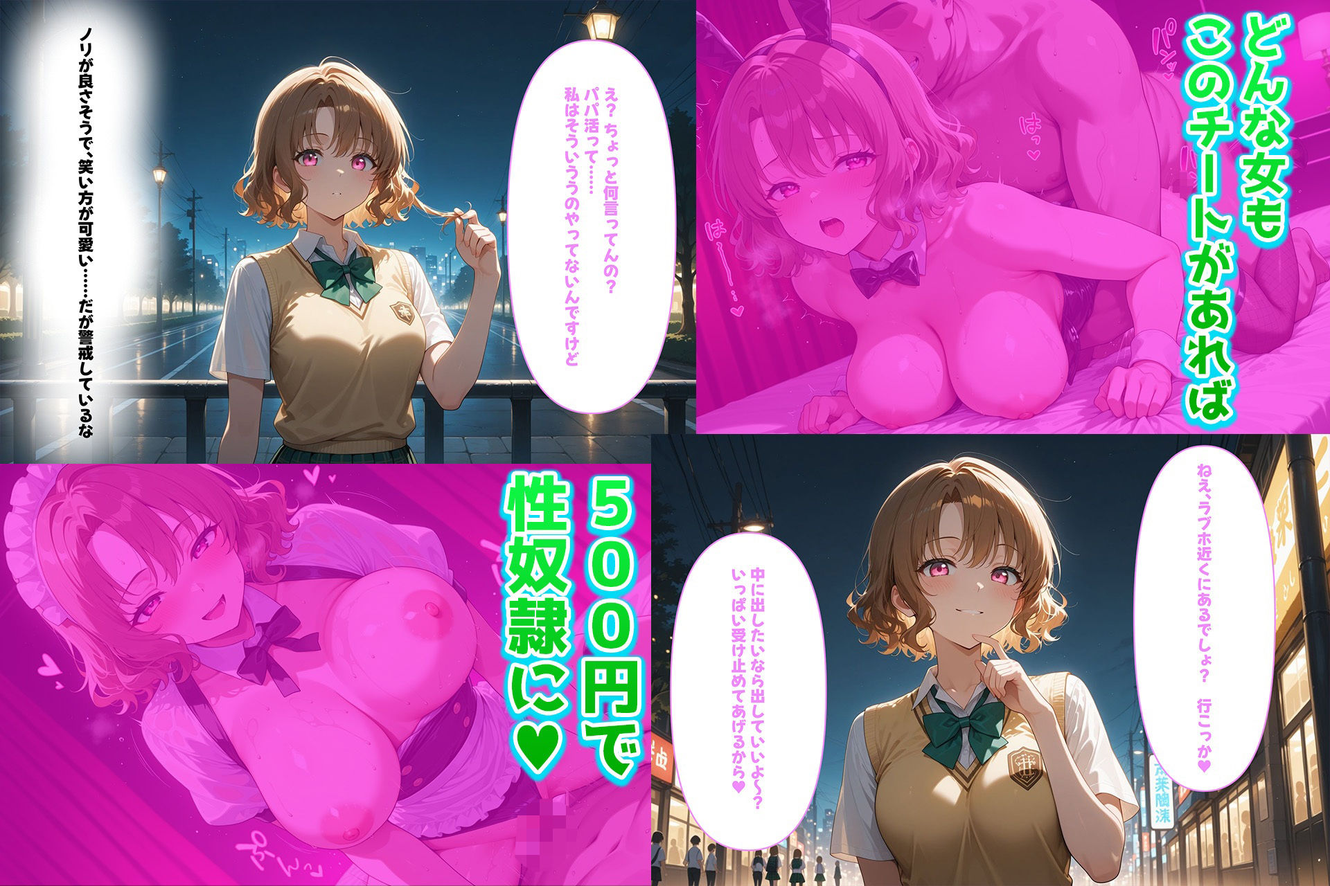 サンプル画像1:500円でパパ活確定チート〜ワンコインで美少女と即ラブホ！中出し孕ませ確定援交〜［籾岡〇沙編］［To〇veる］［CG500枚］(あいらん堂) [d_678840]