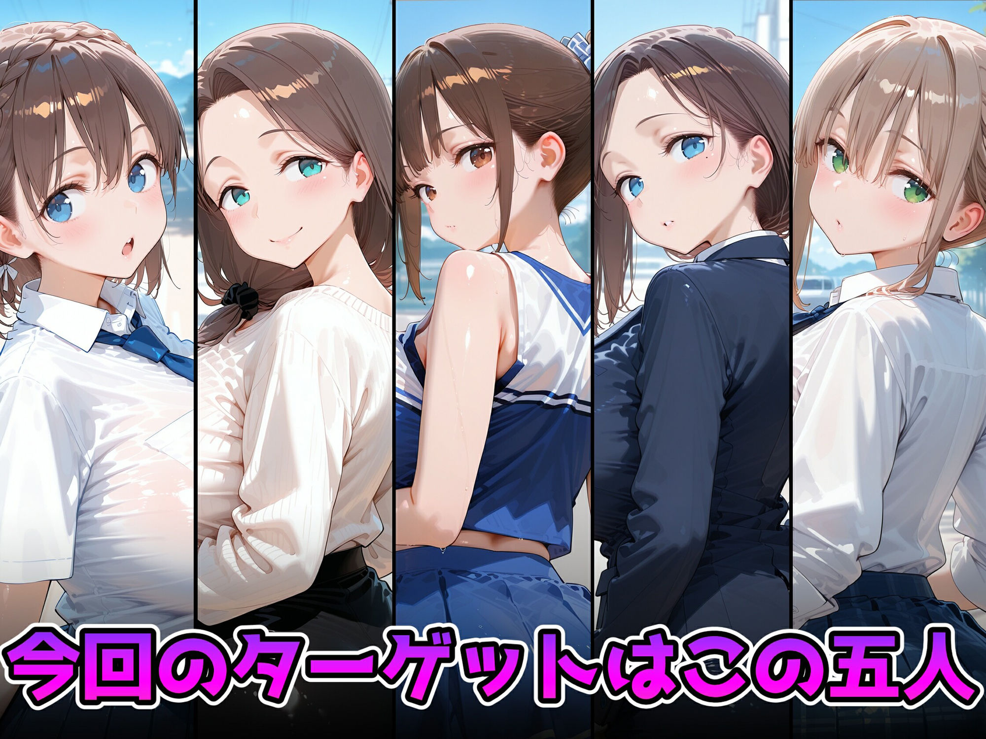 サンプル画像1:抵抗できないヒロインたちを快楽堕ちさせてみた  〇曜日のたわわ編(朱月) [d_678945]