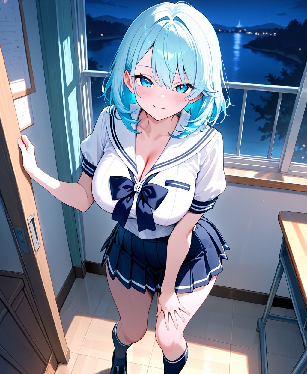 サンプル画像2:夜の教室で彼氏とSEXした話。〜制服編〜(あずさの性活日誌。) [d_679688]