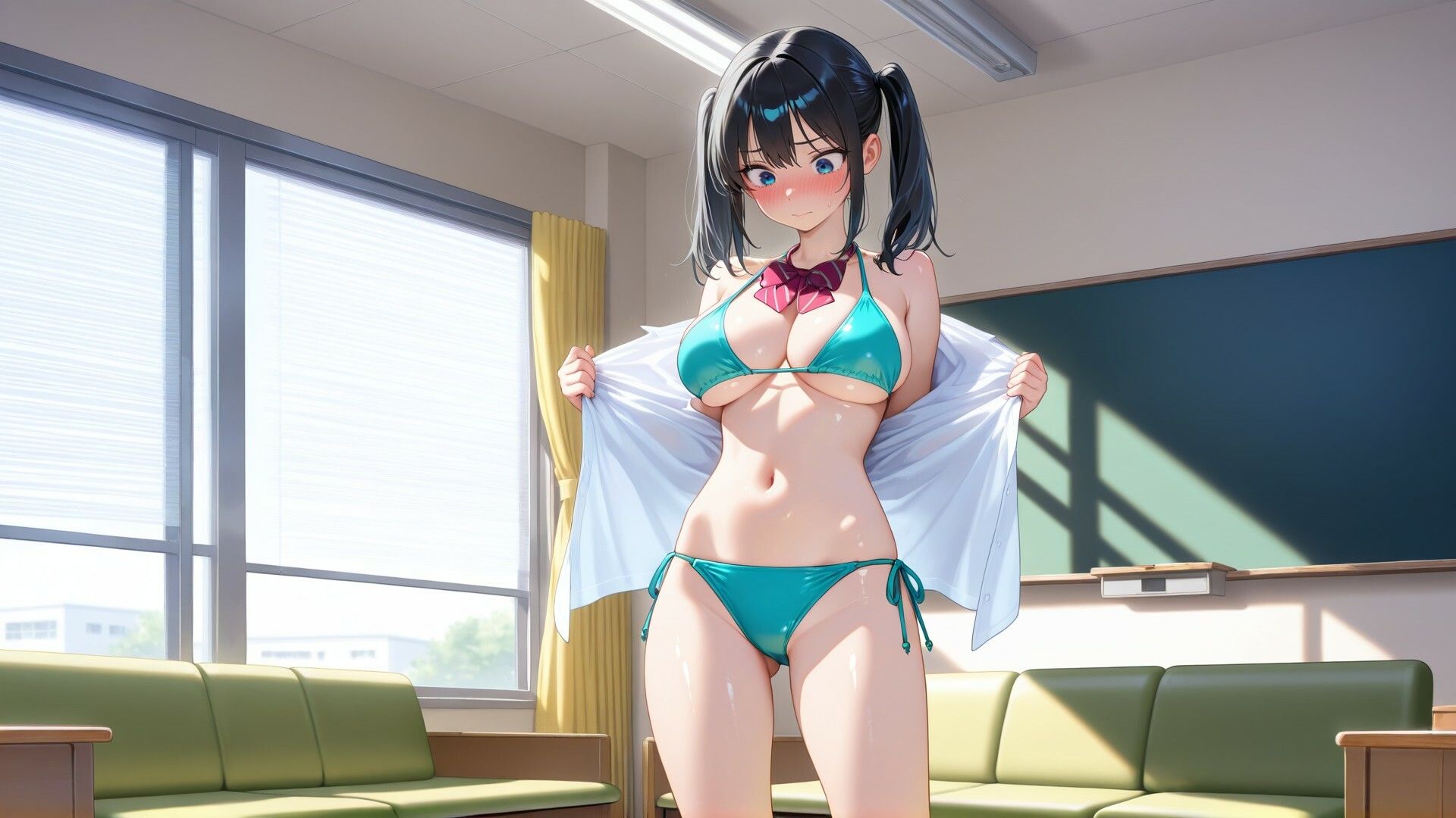 サンプル画像1:性春学園 えっちな黒髪ツインテール(熟艶) [d_679935]