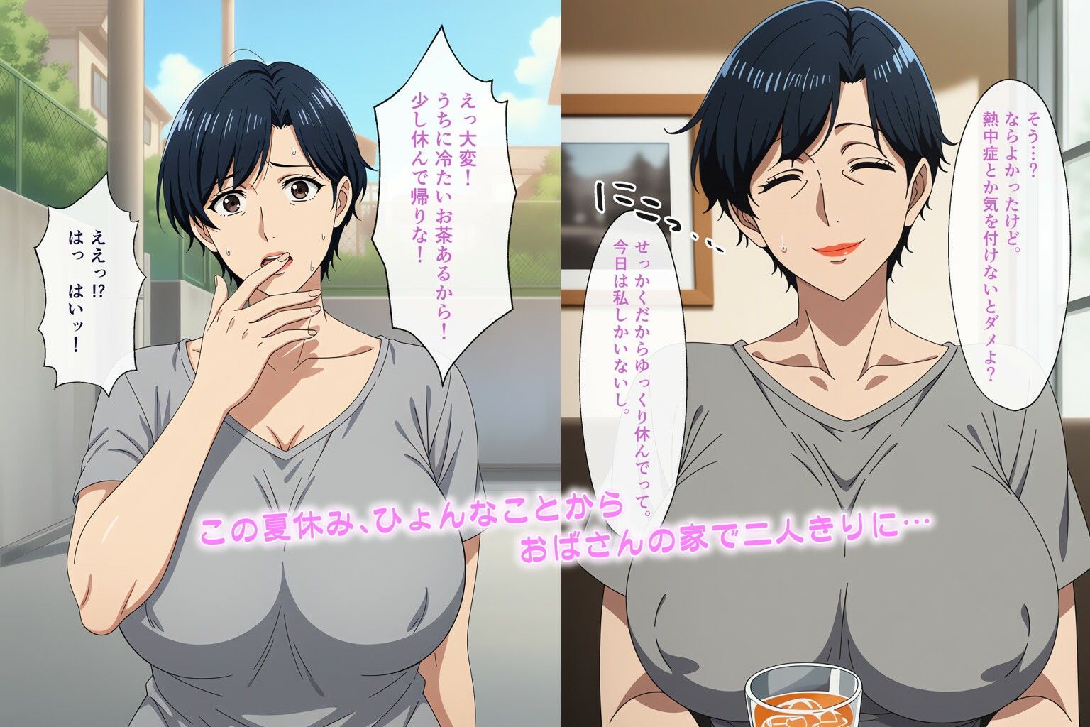 サンプル画像2:昔から大好きだった近所のおばさんと我慢できずにやっちゃった話(E.M.G.C.) [d_680001]