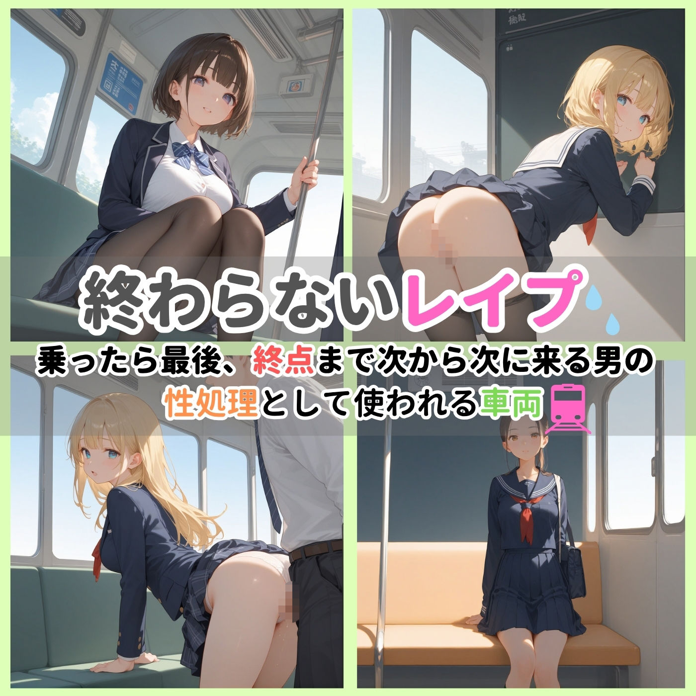 ビッチ用レ●プ車両！乗ったら終点まで乗り継ぎまくってください6【制服美少女の厳選CG375枚収録】 画像1