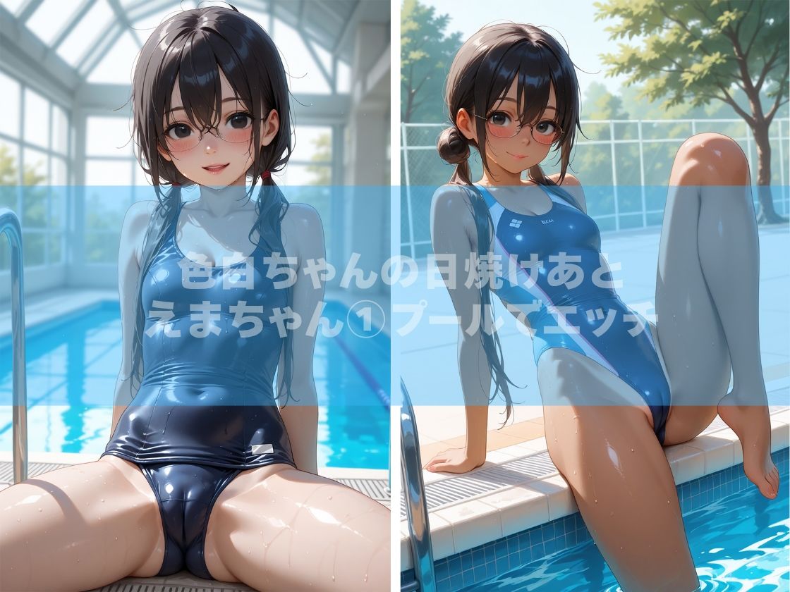 色白ちゃんの日焼けあと。えまちゃん 1プールでエッチ・すじまん・青姦・放尿 画像1