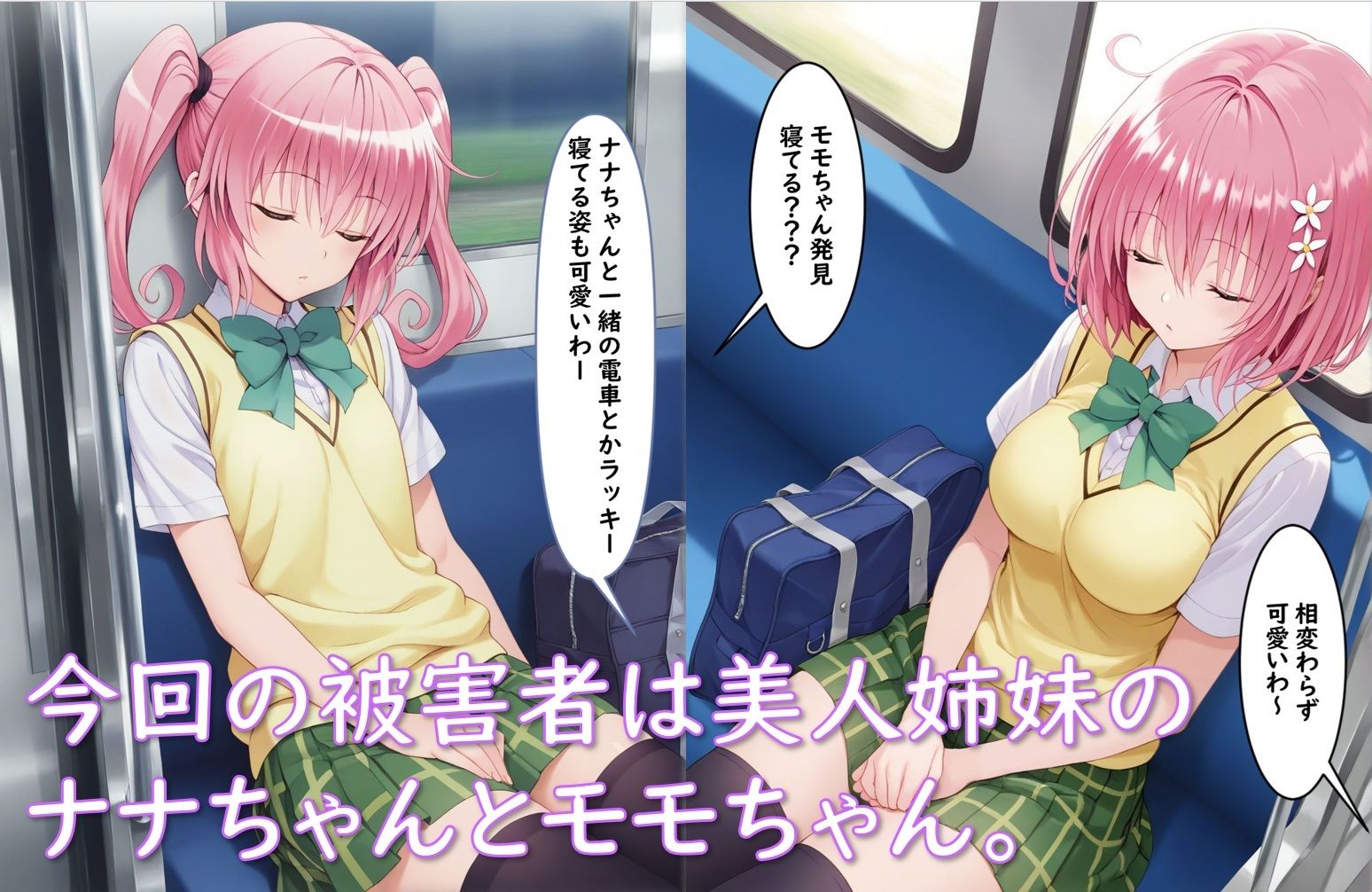 サンプル画像2:ナナ＆モモ_美人姉妹電車睡〇姦(Aiイラスト販売所) [d_680531]