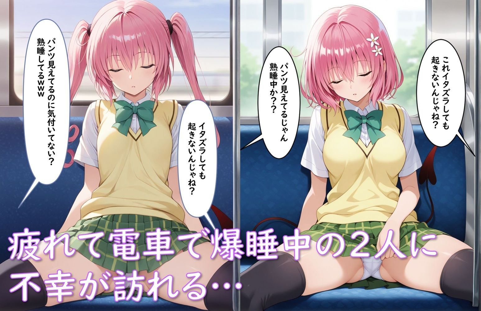 サンプル画像3:ナナ＆モモ_美人姉妹電車睡〇姦(Aiイラスト販売所) [d_680531]