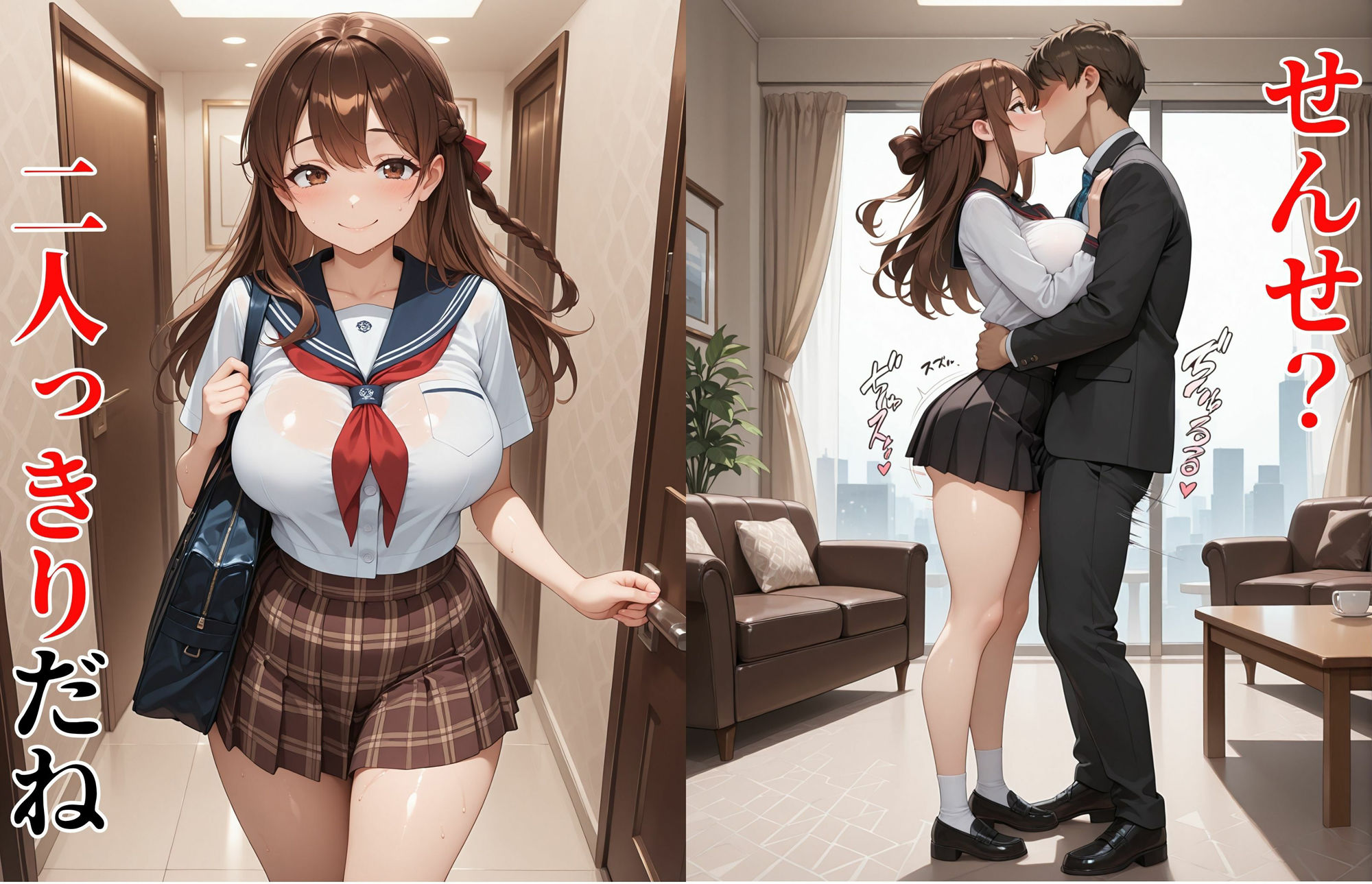 女子校生教師を誘惑しホテルで生ハメ中だしセックス 画像1