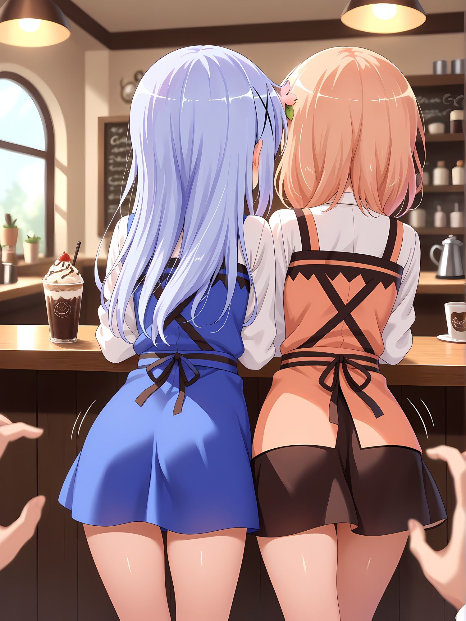 【にょすらマヨ】かわいい女の子がウェイトレスをしております『ラビットハウスでヤり放題！保◯心愛（ココア）×香◯智乃（チノ）』3