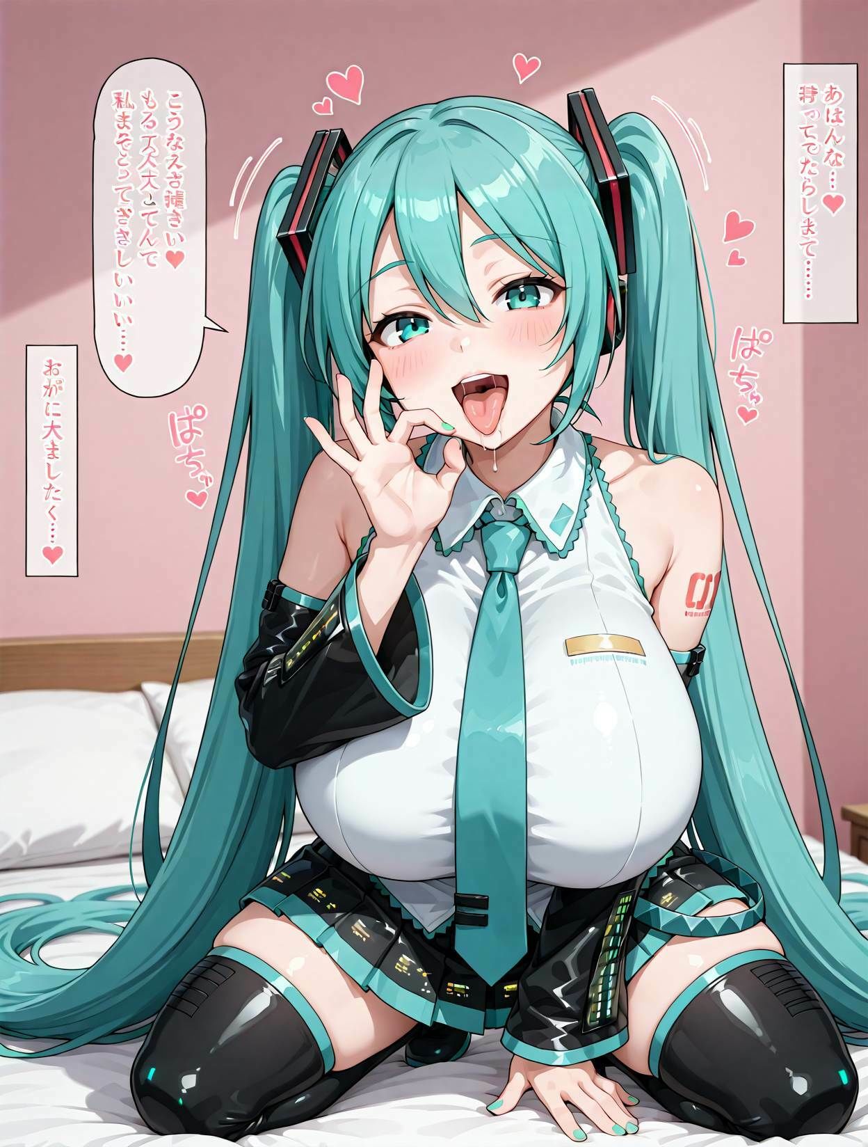 ビッチ設定の爆乳初音◯クに誘惑されてらぶらぶアヘ顔えっち!CG集 画像1