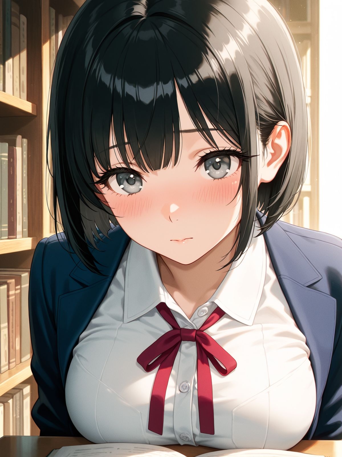 【AI学園喜ばれ部】部長と図書室でHして中だししたら喜ばれた 画像1