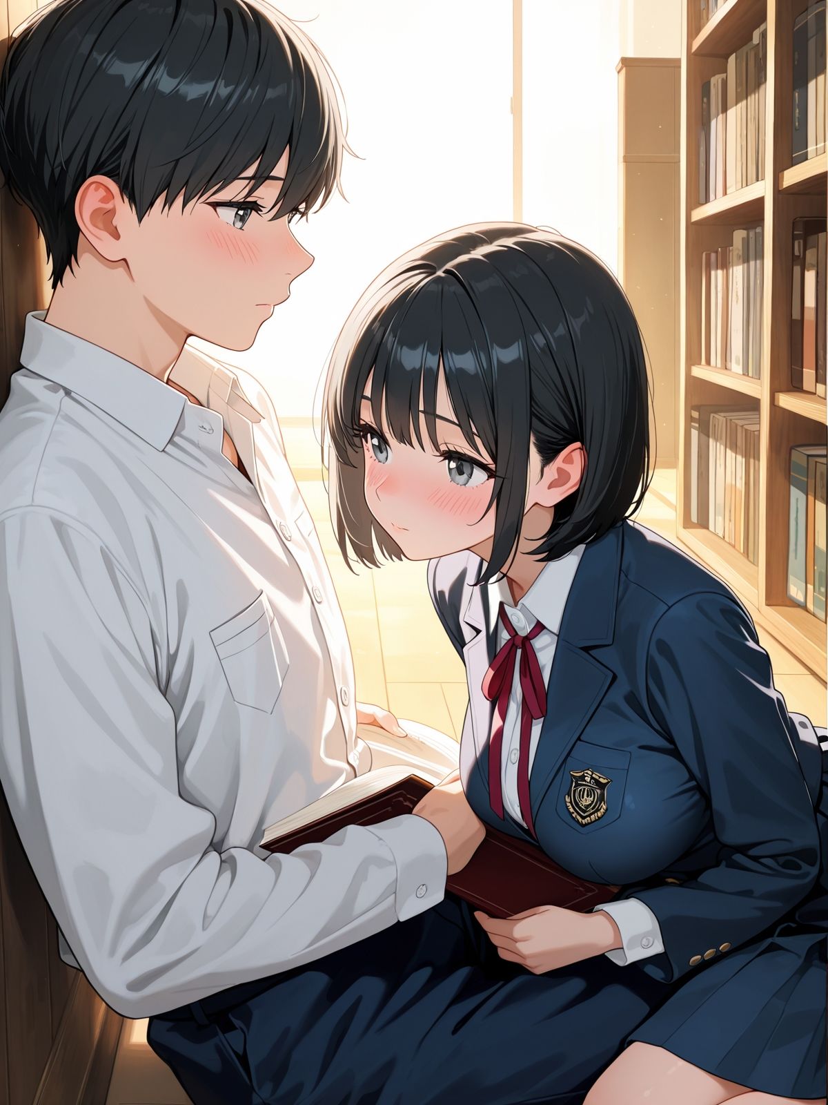 サンプル画像2:【AI学園喜ばれ部】部長と図書室でHして中だししたら喜ばれた(AI学園喜ばれ部) [d_682541]