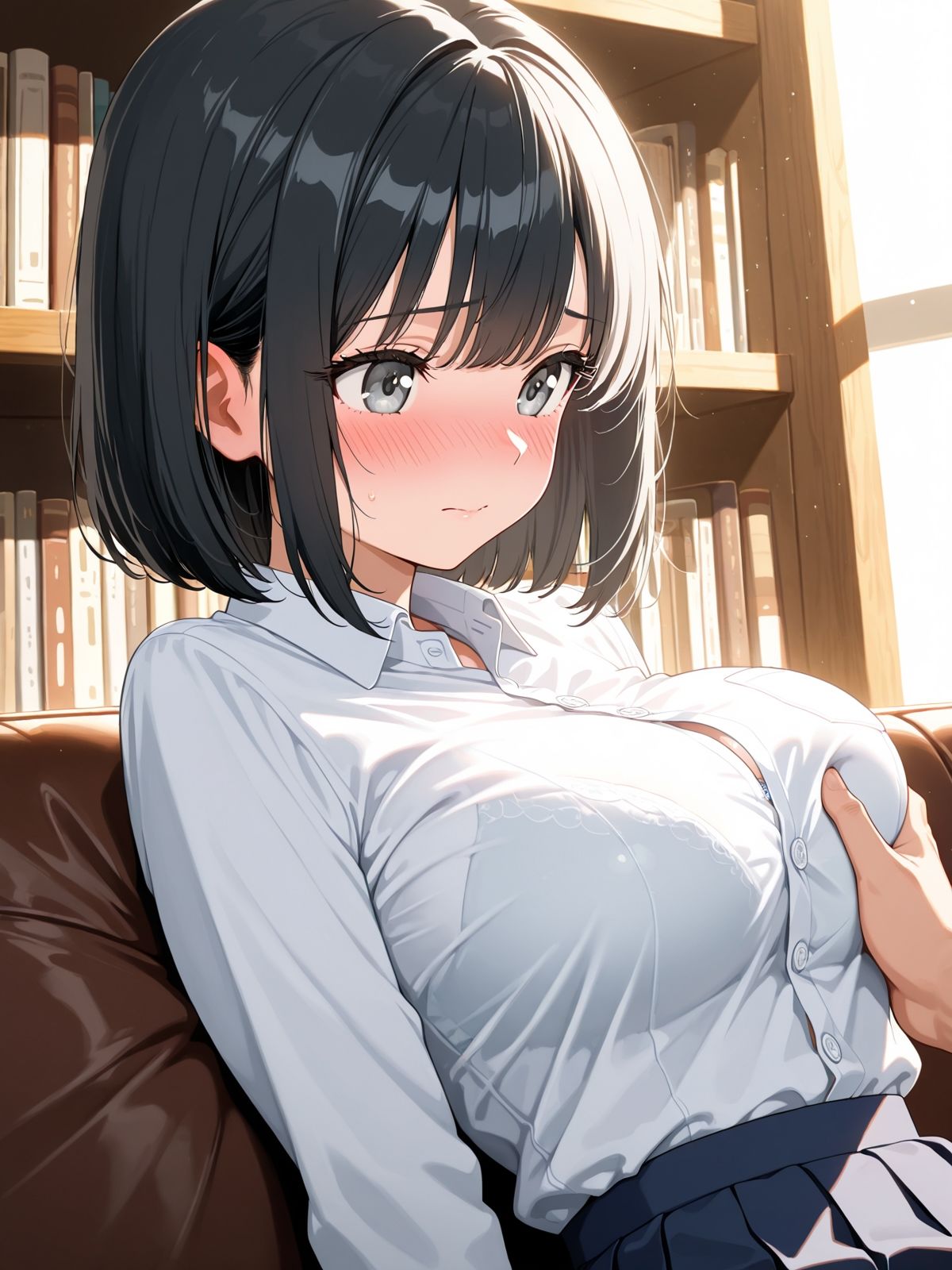 サンプル画像3:【AI学園喜ばれ部】部長と図書室でHして中だししたら喜ばれた(AI学園喜ばれ部) [d_682541]